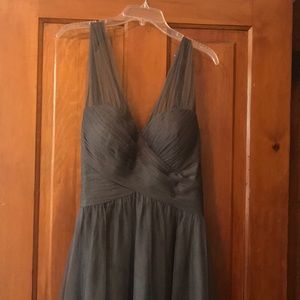 Floor-length Charcoal Halter Dress